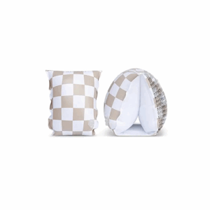 Zwembandjes 'beige wit geblokt'