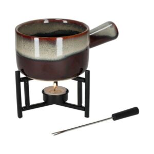 Bordeaux kleurige fondue set van Jens Living